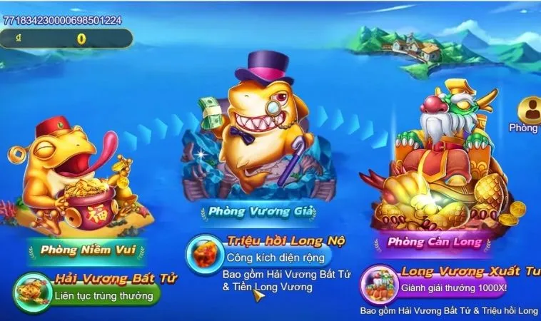 Các phòng chơi trong game Bắn Cá Royal Fishing Tại Vin68