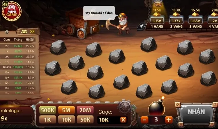Giao diện chơi game nhanh Cut Stone Tại Vin68