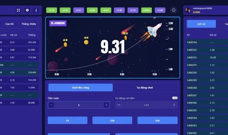 Giao diện chơi game nhanh ZetX Tại Vin68